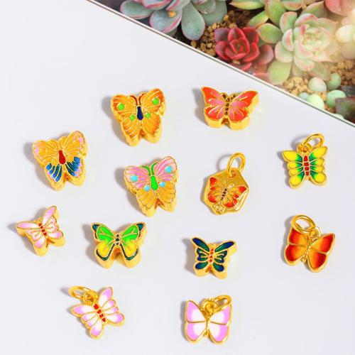 Brass Jewelry Beads Butterfly sang gold plated DIY & enamel Sold By PC