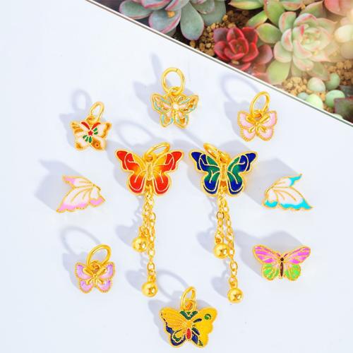 Brass Jewelry Beads Butterfly sang gold plated DIY & enamel Sold By PC