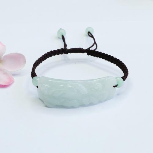 Jadeite Bracelet with Polyester Cord Mythical Wild Animal handmade Unisex & braided Length Approx 6-10 Inch Sold By PC