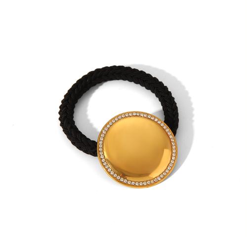 Ponytail Holder 304 Stainless Steel with Rubber Band for woman & with rhinestone golden Sold By PC