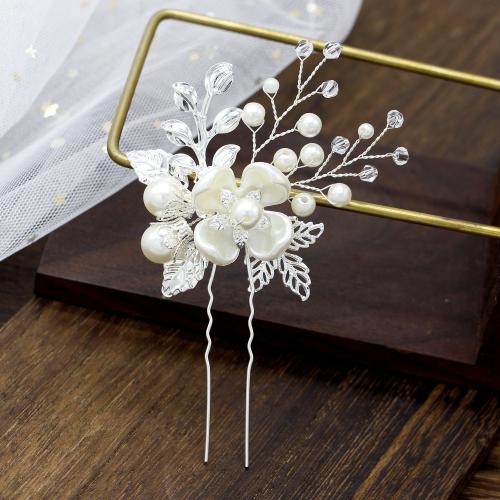 Hair Stick Plastic Pearl with brass wire fashion jewelry & for woman & with rhinestone Sold By PC