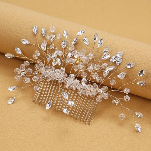 Decorative Hair Combs Iron with brass wire & Crystal fashion jewelry & for woman Sold By PC