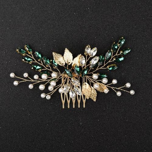 Decorative Hair Combs Zinc Alloy with Plastic Pearl fashion jewelry & for woman & with rhinestone Sold By PC