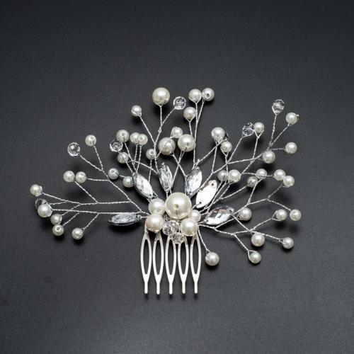 Decorative Hair Combs Iron with Rhinestone & Plastic Pearl fashion jewelry & for woman Sold By PC