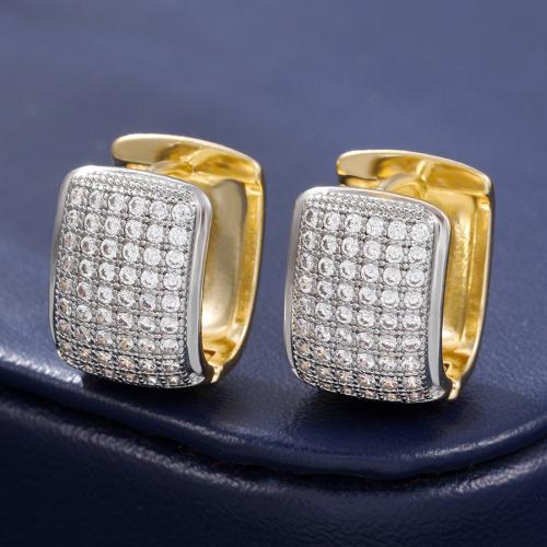 Cubic Zirconia Micro Pave Brass Earring fashion jewelry & micro pave cubic zirconia & for woman golden Sold By Pair