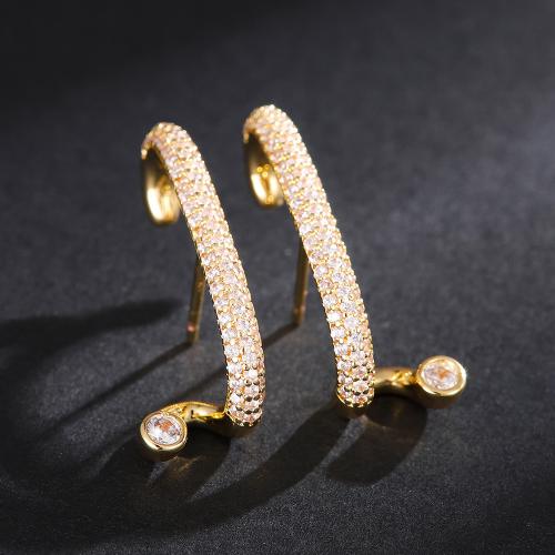 Cubic Zirconia Micro Pave Brass Earring fashion jewelry & micro pave cubic zirconia & for woman golden Sold By Pair