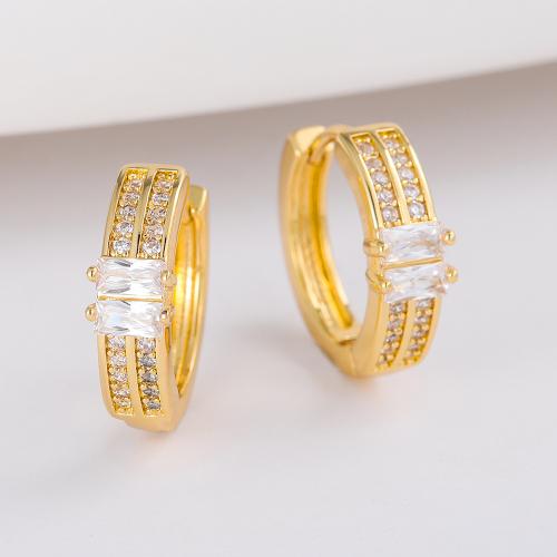 Cubic Zirconia Micro Pave Brass Earring fashion jewelry & Unisex & micro pave cubic zirconia golden Sold By Pair