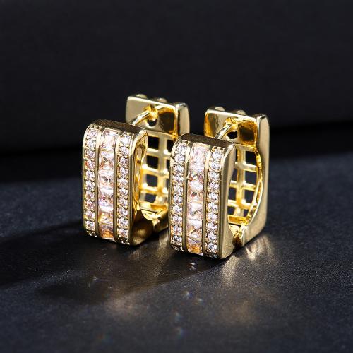 Cubic Zirconia Micro Pave Brass Earring fashion jewelry & Unisex & micro pave cubic zirconia golden Sold By Pair