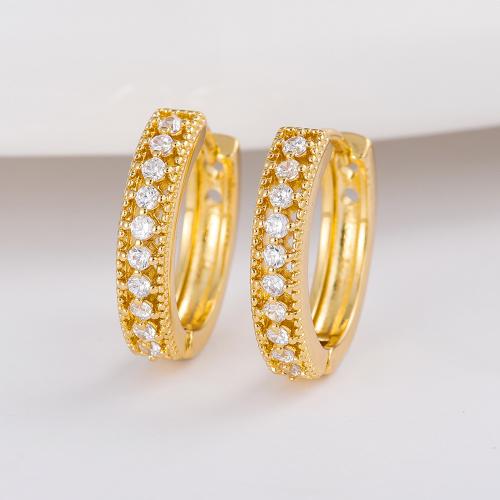 Cubic Zirconia Micro Pave Brass Earring fashion jewelry & Unisex & micro pave cubic zirconia golden Sold By Pair