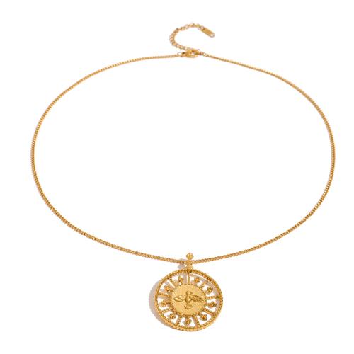 Colar de jóias de aço inoxidável, Aço inoxidável 304, with 5cm extender chain, joias de moda & para mulher, dourado, 40.40mm, comprimento Aprox 50 cm, vendido por PC