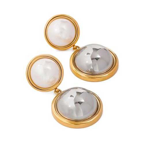 Cruach dhosmálta Buail Earring, 304 Cruach dhosmálta, le Pearl Plaisteacha, jewelry faisin & do bhean, órga, 38.60mm, Díolta De réir Péire