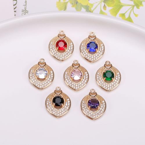 Cubic Zirconia Micro Pave Brass Pendant gold color plated DIY & micro pave cubic zirconia nickel lead & cadmium free Sold By PC