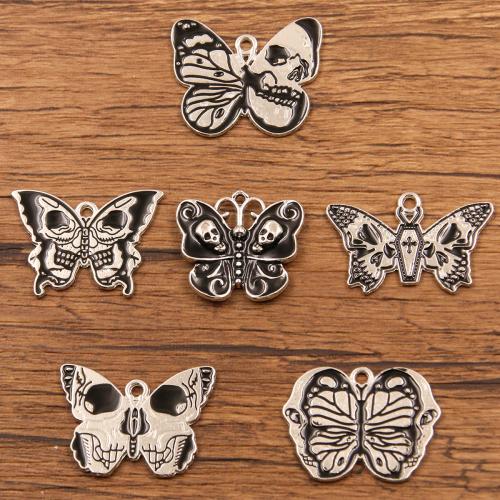 Zinc Alloy Animal Pendants Butterfly antique silver color plated DIY & enamel nickel lead & cadmium free Approx Sold By Bag