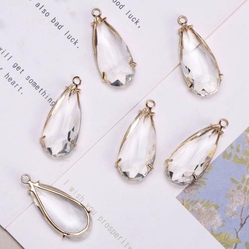 Crystal Hangers, Kristal, met Messing, Traan, gold plated, DIY, Crystal Clear, 13x33mm, Verkocht door PC