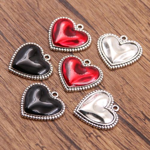 Zinc Alloy Heart Pendants antique silver color plated DIY & enamel nickel lead & cadmium free Approx 1mm Approx Sold By Bag