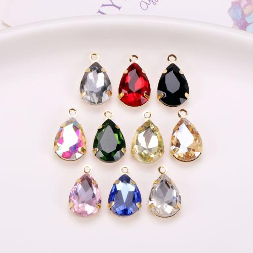 Crystal Pendants with Brass Teardrop gold color plated DIY Sold By PC