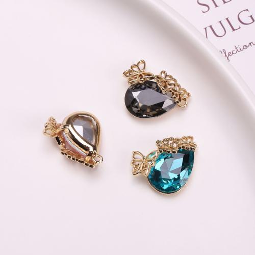 Crystal Pendants with Brass Teardrop gold color plated DIY Sold By PC