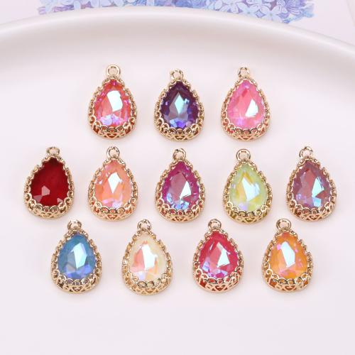 Crystal Pendants with Brass Teardrop gold color plated DIY Sold By PC