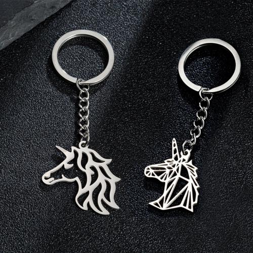 Stainless Steel Key Clasp 304 Stainless Steel Unicorn silver color plated fashion jewelry Sold By PC