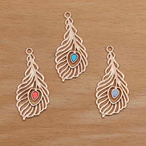 Zinc Alloy Feather Pendants plated DIY & enamel Sold By PC