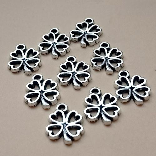 Zinc Alloy Clover Pendant Four Leaf Clover antique silver color plated DIY Sold By Bag