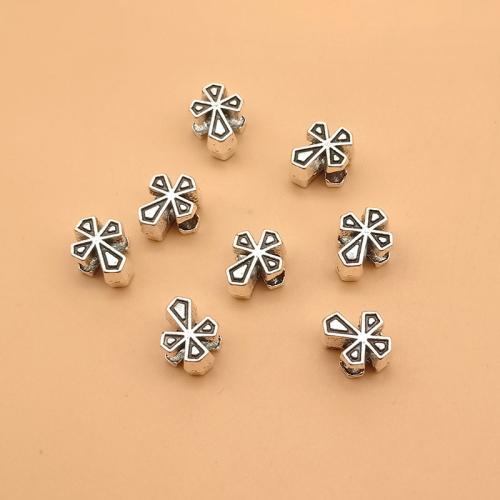 Coirníní Jewelry Alloy Sinc, Sinc Alloy, Cross, dath airgid antique plátáilte, DIY, 12x10x8mm, 100ríomhairí pearsanta/Mála, Díolta De réir Mála