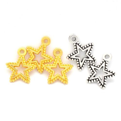 Cink Alloy Star Privjesak, Zvijezda, pozlaćen, možete DIY, više boja za izbor, 17x15mm, 100računala/Torba, Prodano By Torba