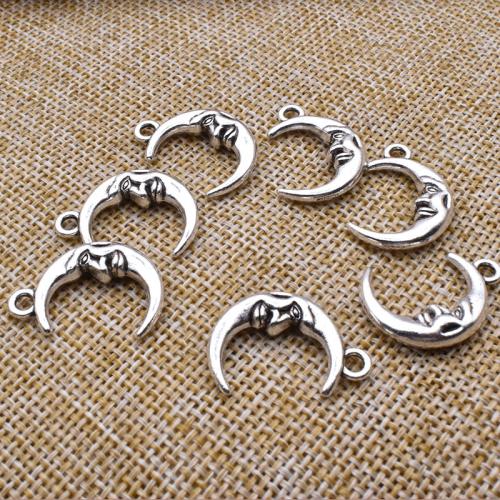 Zinc Alloy Moon Pendants antique silver color plated DIY Sold By Bag