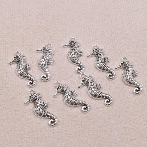 Sinc Alloy Pendants Ainmhithe, Seahorse, dath airgid antique plátáilte, DIY, 26x11mm, 100ríomhairí pearsanta/Mála, Díolta De réir Mála