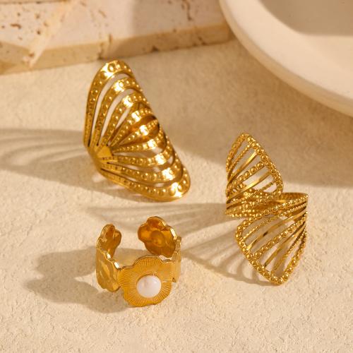 Stainless Steel Finger Ring 304 Stainless Steel with Resin gold color plated & for woman Sold By PC