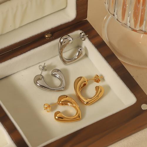 Stainless Steel Stud Earrings 304 Stainless Steel Heart plated for woman Sold By Pair