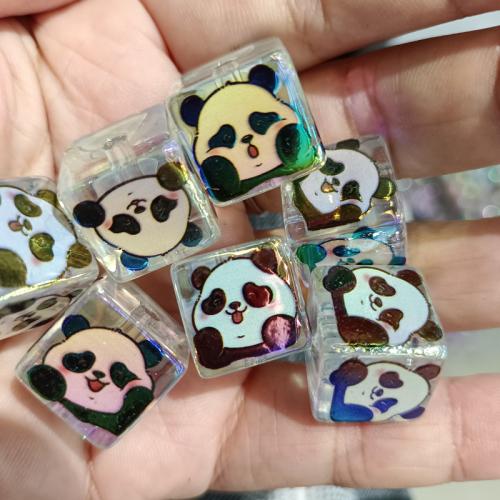 Plated Acrylic Beads Square DIY mixed colors 16mm Sold By Bag