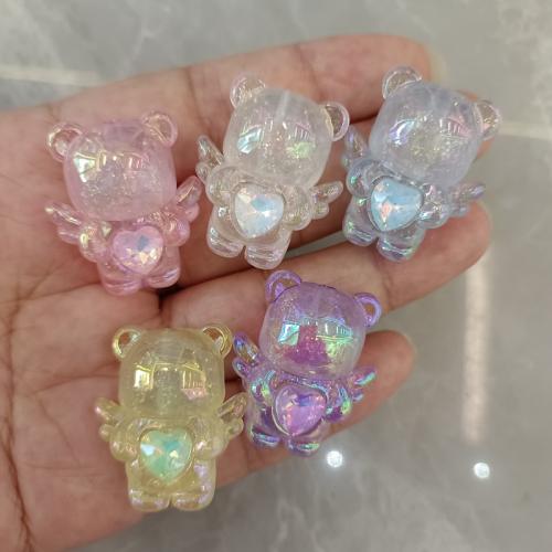 Plated Acrylic Beads Bear DIY Sold By Bag