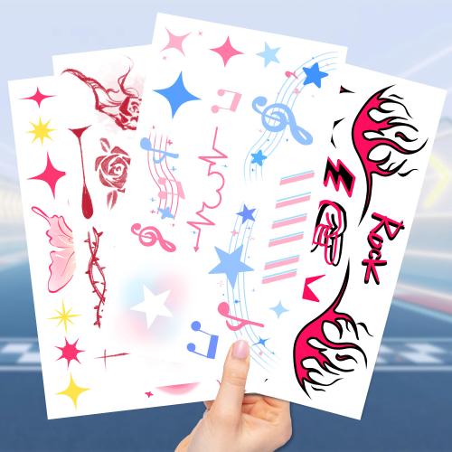 Tattoo sticker, water transfer schilderij, gemengde patroon & DIY & waterdicht, 120x68mm, 10pC's/Bag, Verkocht door Bag