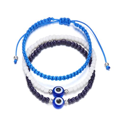 Evil Eye Jewelry Bracelet Resin with Knot Cord & Seedbead plated fashion jewelry & Unisex Sold By Set