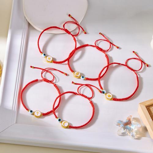 Zinc Alloy Bracelet with Knot Cord & Resin plated fashion jewelry & Unisex red Length 5.51-10.24 Inch Sold By PC