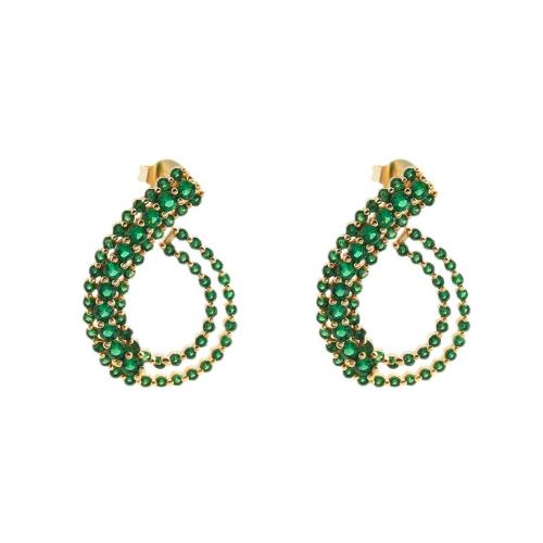 Cubic Zirconia Micro Pave Brass Earring plated micro pave cubic zirconia & for woman & hollow Sold By Pair