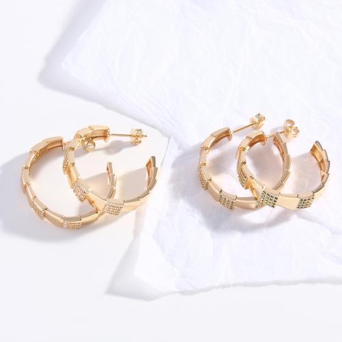 Boucles d'oreilles en laiton zircon cubique pavent, Placage de champagne d’or, bijoux de mode & pavé de micro zircon & pour femme, plus de couleurs à choisir, Vendu par paire