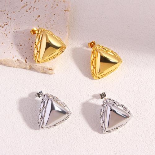 Brass Stud Earring Triangle plated fashion jewelry & for woman Sold By Pair