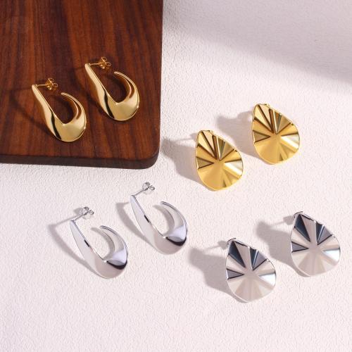 Brass Stud Earring plated fashion jewelry & for woman Sold By Pair