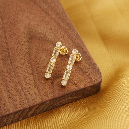 Cubic Zirconia Micro Pave Brass Earring gold color plated fashion jewelry & micro pave cubic zirconia & for woman Sold By Pair