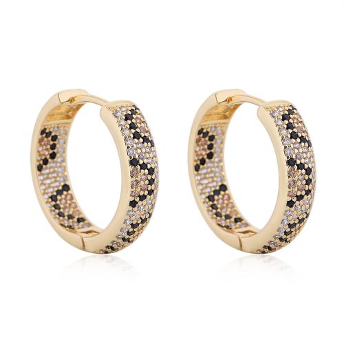 Cubic Zirconia Micro Pave Brass Earring gold color plated fashion jewelry & micro pave cubic zirconia & for woman Sold By Pair