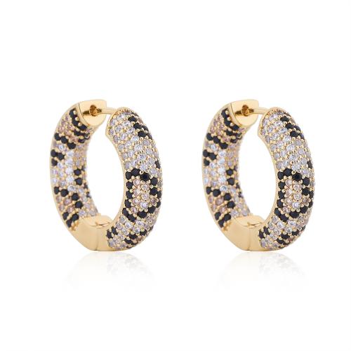 Cubic Zirconia Micro Pave Brass Earring gold color plated fashion jewelry & micro pave cubic zirconia & for woman Sold By Pair