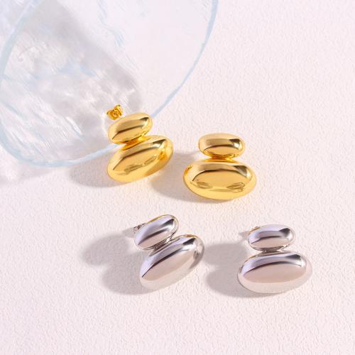 Brass Stud Earring plated fashion jewelry & for woman Sold By Pair