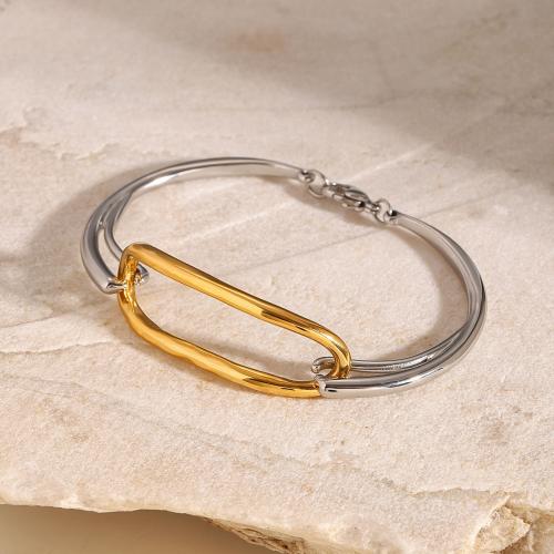 Stainless Steel Bangle 304 Stainless Steel plated for woman & two tone & hollow Sold By PC