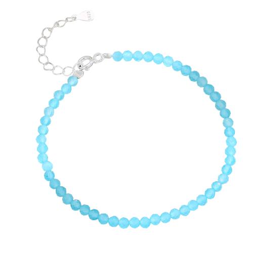 Pulseiras de prata, 925 prata esterlina, with 3CM extender chain, para mulher, azul, comprimento Aprox 16 cm, vendido por PC