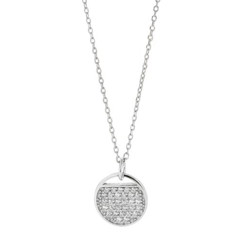 Cubic Zircon Micro bana Sterling Silver Halsband, 925 Sterling Silver, med 5CM extender kedja, micro bana cubic zirconia & för kvinna, silver, Längd Ca 40 cm, Säljs av PC