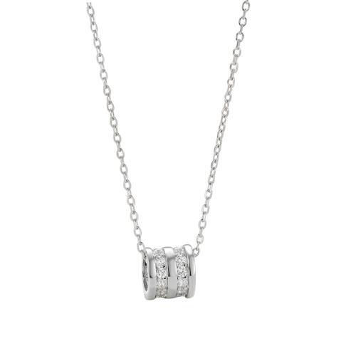 Kubieke Zircon Micro effenen Sterling zilveren ketting, 925 Sterling Zilver, met 5CM extender keten, micro pave zirconia & voor vrouw, zilver, Lengte Ca 40 cm, Verkocht door PC