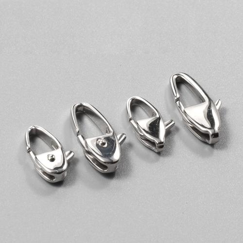 Rustfrit stål Lobster klo lås, 316 Stainless Steel, poleret, du kan DIY & forskellig størrelse for valg & forskellige stilarter for valg, oprindelige farve, 10pc'er/Lot, Solgt af Lot