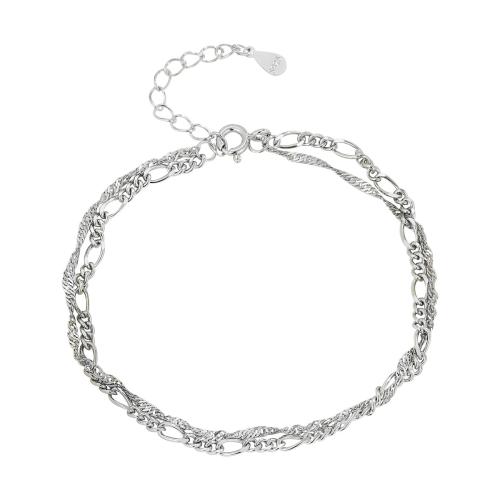 Pulseiras de prata, 925 prata esterlina, with 3CM extender chain, para mulher, prateado, comprimento Aprox 16 cm, vendido por PC